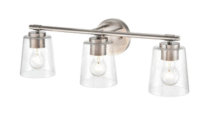 Vanity Fixtures 3 Lamps Bathroom Vanity Light - Brushed Nickel - Clear Seeded Glass - 24.5in. Wide