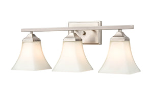 Vanity Fixtures 3 Lamps Bathroom Vanity Light - Brushed Nickel - Etched White Glass - 23.25in. Wide