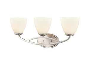 Vanity Fixtures 3 Lamps Bathroom Vanity Light - Brushed Nickel - Etched White Glass - 24in. Wide