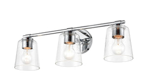Vanity Fixtures 3 Lamps Bathroom Vanity Light - Chrome - Clear Seeded Glass - 24.5in. Wide