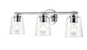 Vanity Fixtures 3 Lamps Bathroom Vanity Light - Chrome - Clear Seeded Glass - 24.5in. Wide