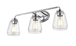 Vanity Fixtures 3 Lamps Bathroom Vanity Light - Chrome - Clear Seeded Glass - 25in. Wide