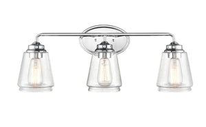 Vanity Fixtures 3 Lamps Bathroom Vanity Light - Chrome - Clear Seeded Glass - 25in. Wide