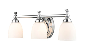 Vanity Fixtures 3 Lamps Bathroom Vanity Light - Chrome - Etched White Glass - 21.5in. Wide