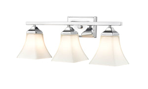 Vanity Fixtures 3 Lamps Bathroom Vanity Light - Chrome - Etched White Glass - 23.25in. Wide