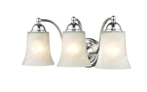 Vanity Fixtures 3 Lamps Bathroom Vanity Light - Chrome - Faux Alabaster Glass - 18in. Wide