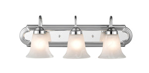 Vanity Fixtures 3 Lamps Bathroom Vanity Light - Chrome - Faux Alabaster Glass - 24in. Wide