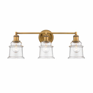 Vanity Fixtures 3 Lamps Bathroom Vanity Light - Heirloom Bronze - Clear Glass - 24in. Wide