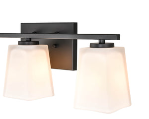 Vanity Fixtures 3 Lamps Bathroom Vanity Light - Matte Black - Etched White Glass - 21in. Wide