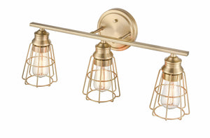 Vanity Fixtures 3 Lamps Bathroom Vanity Light - Modern Gold - Wire Guard - 23in. Wide