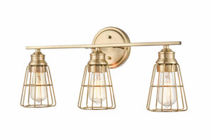 Vanity Fixtures 3 Lamps Bathroom Vanity Light - Modern Gold - Wire Guard - 23in. Wide