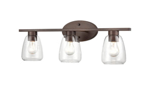 Vanity Fixtures 3 Lamps Bathroom Vanity Light - Rubbed Bronze - Clear Glass - 25in. Wide