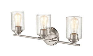 Vanity Fixtures 3 Lamps Bathroom Vanity Light - Satin Nickel - Clear Seeded Glass - 22in. Wide