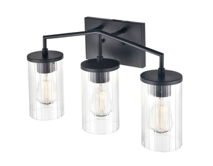 Vanity Fixtures 3 Lamps Beverlly Vanity Light - Matte Black - Clear Beveled Glass - 20in. Wide