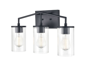 Vanity Fixtures 3 Lamps Beverlly Vanity Light - Matte Black - Clear Beveled Glass - 20in. Wide