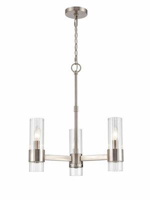 Chandeliers 3 Lamps Caberton Chandelier - Brushed Nickel Finish - Clear Beveled Glass - 20in Diameter - E12 Candelabra Base