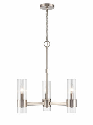 Chandeliers 3 Lamps Caberton Chandelier - Brushed Nickel Finish - Clear Beveled Glass - 20in Diameter - E12 Candelabra Base
