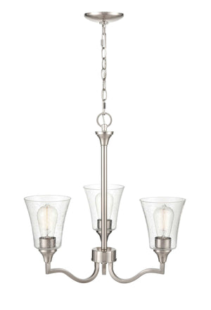 Chandeliers 3 Lamps Caily Chandelier - Brushed Nickel - Clear Seeded Glass - 21in Diameter - E26 Medium Base