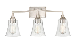 Vanity Fixtures 3 Lamps Caily Vanity Light - Brushed Nickel - Clear Seeded Glass - 24in. Wide