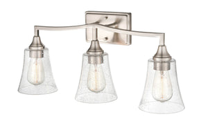 Vanity Fixtures 3 Lamps Caily Vanity Light - Brushed Nickel - Clear Seeded Glass - 24in. Wide