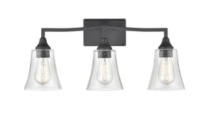 Vanity Fixtures 3 Lamps Caily Vanity Light - Matte Black - Clear Seeded Glass - 24in. Wide