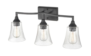 Vanity Fixtures 3 Lamps Caily Vanity Light - Matte Black - Clear Seeded Glass - 24in. Wide