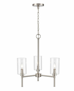 Chandeliers 3 Lamps Chastine Chandelier - Brushed Nickel Finish - Clear Beveled Glass - 22in Diameter - E12 Candelabra Base