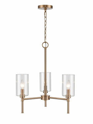 Chandeliers 3 Lamps Chastine Chandelier - Modern Gold Finish - Clear Beveled Glass - 22in Diameter - E12 Candelabra Base