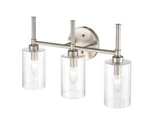 Vanity Fixtures 3 Lamps Chastine Vanity Light - Brushed Nickel - Clear Beveled Glass - 19in. Wide