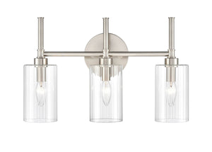 Vanity Fixtures 3 Lamps Chastine Vanity Light - Brushed Nickel - Clear Beveled Glass - 19in. Wide
