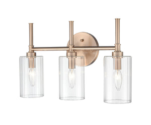 Vanity Fixtures 3 Lamps Chastine Vanity Light - Modern Gold - Clear Beveled Glass - 19in. Wide
