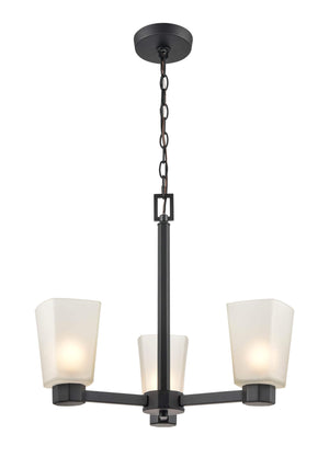 Chandeliers 3 Lamps Coley Chandelier - Matte Black - Frosted White Glass - 18.875in Diameter - E26 Medium Base