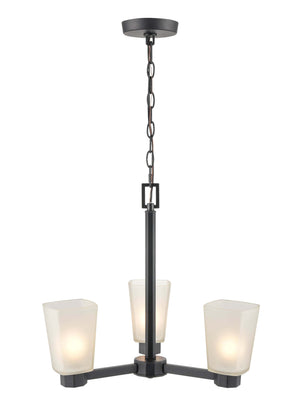 Chandeliers 3 Lamps Coley Chandelier - Matte Black - Frosted White Glass - 18.875in Diameter - E26 Medium Base