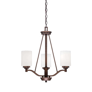 Chandeliers 3 Lamps Durham Chandelier - Rubbed Bronze - Etched White Glass - 20.5in Diameter - E26 Medium Base