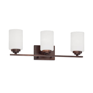 Vanity Fixtures 3 Lamps Durham Vanity Light - Rubbed Bronze - Etched White Glass - 22in. Wide