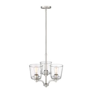 Chandeliers 3 Lamps Evalon Chandelier - Brushed Nickel Finish - Clear Glass - 18in Diameter - E26 Medium Base