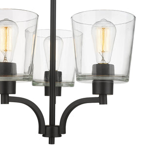 Chandeliers 3 Lamps Evalon Chandelier - Matte Black Finish - Clear Glass - 18in Diameter - E26 Medium Base