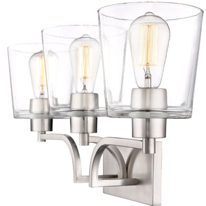 Vanity Fixtures 3 Lamps Evalon Vanity Light - Brushed Nickel - Clear Glass - 25in. Wide