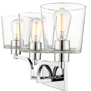 Vanity Fixtures 3 Lamps Evalon Vanity Light - Chrome - Clear Glass - 25in. Wide