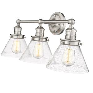 Vanity Fixtures 3 Lamps Eyden Vanity Light - Brushed Nickel - Clear Seeded Glass - 25.875in. Wide