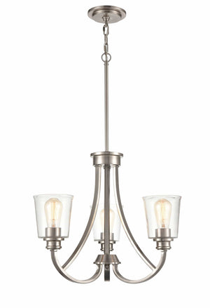 Chandeliers 3 Lamps Forsyth Chandelier - Brushed Nickel - Clear Glass - 21.5in Diameter - E26 Medium Base