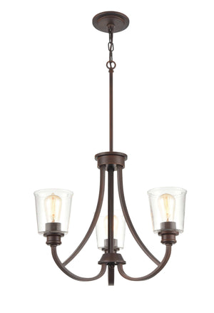 Chandeliers 3 Lamps Forsyth Chandelier - Rubbed Bronze - Clear Glass - 21.5in Diameter - E26 Medium Base
