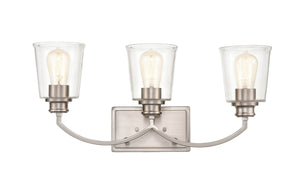 Vanity Fixtures 3 Lamps Forsyth Vanity Light - Brushed Nickel - Clear Glass - 23in. Wide