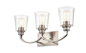 Vanity Fixtures 3 Lamps Forsyth Vanity Light - Brushed Nickel - Clear Glass - 23in. Wide