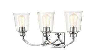 Vanity Fixtures 3 Lamps Forsyth Vanity Light - Chrome - Clear Glass - 23in. Wide