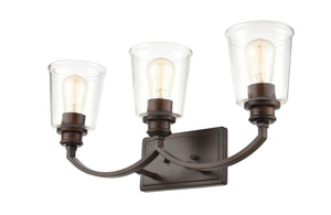 Vanity Fixtures 3 Lamps Forsyth Vanity Light - Rubbed Bronze - Clear Glass - 23in. Wide