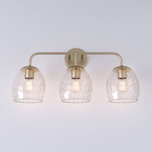 Vanity Fixtures 3 Lamps Gallos Vanity Light - Modern Gold - Thumb Print Glass - 24in. Wide