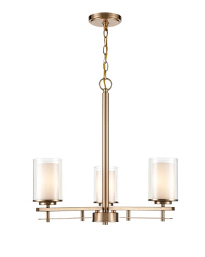 Chandeliers 3 Lamps Huderson Chandelier - Modern Gold - Clear Out / Etched White Inside Glass - 23in Diameter - E26 Medium Base