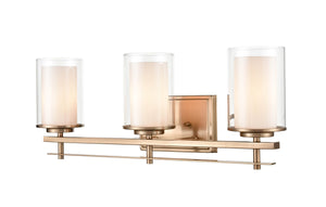 Vanity Fixtures 3 Lamps Huderson Vanity Light - Modern Gold - Clear Out / Etched White Inside Glass - 23in. Wide
