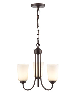 Chandeliers 3 Lamps Ivey Lake Chandelier - Rubbed Bronze - Etched White Glass - 15in Diameter - E26 Medium Base